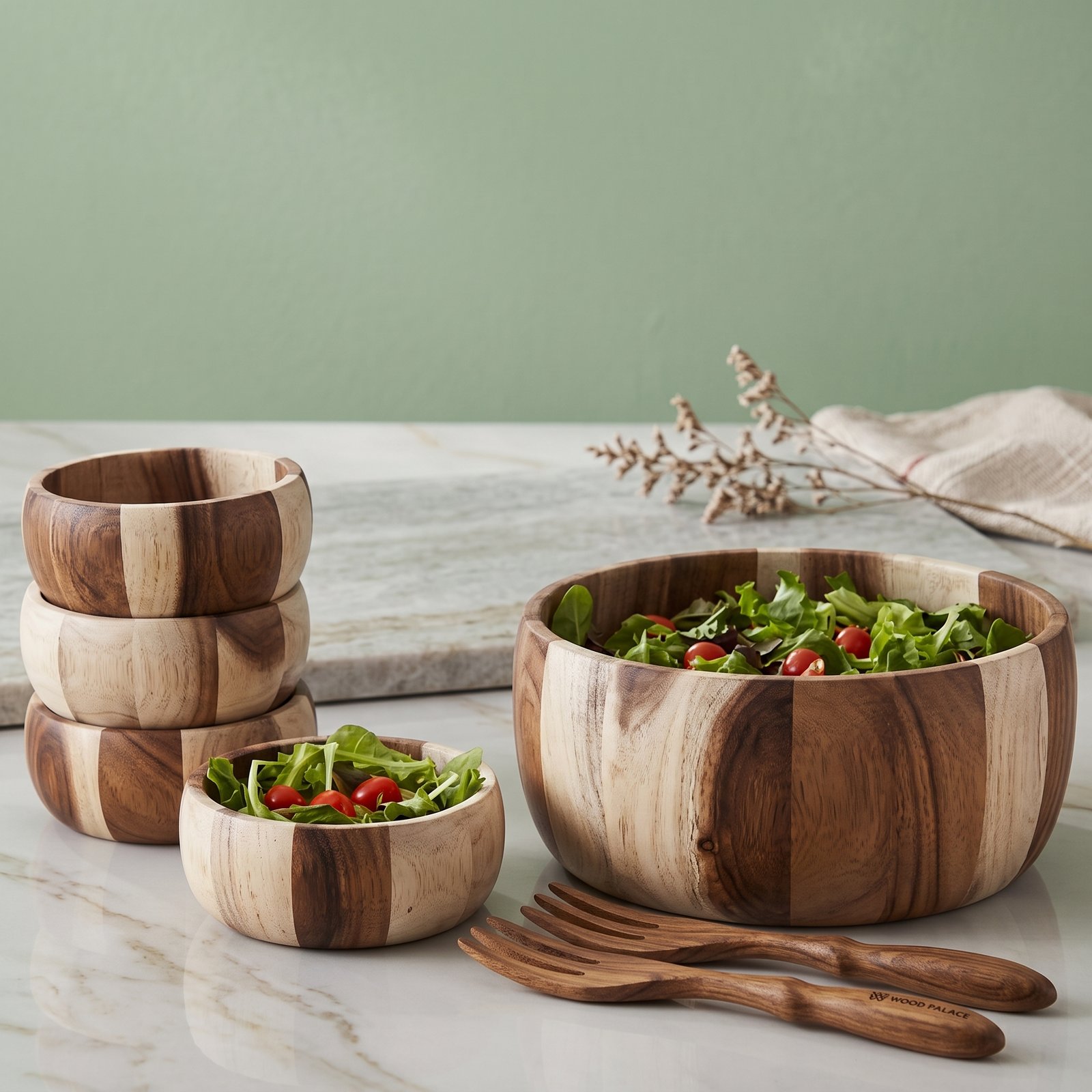 Food-safe sheesham wood kitchenware bowls